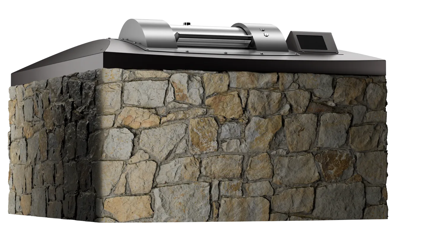Semi Underground container with stone cladding