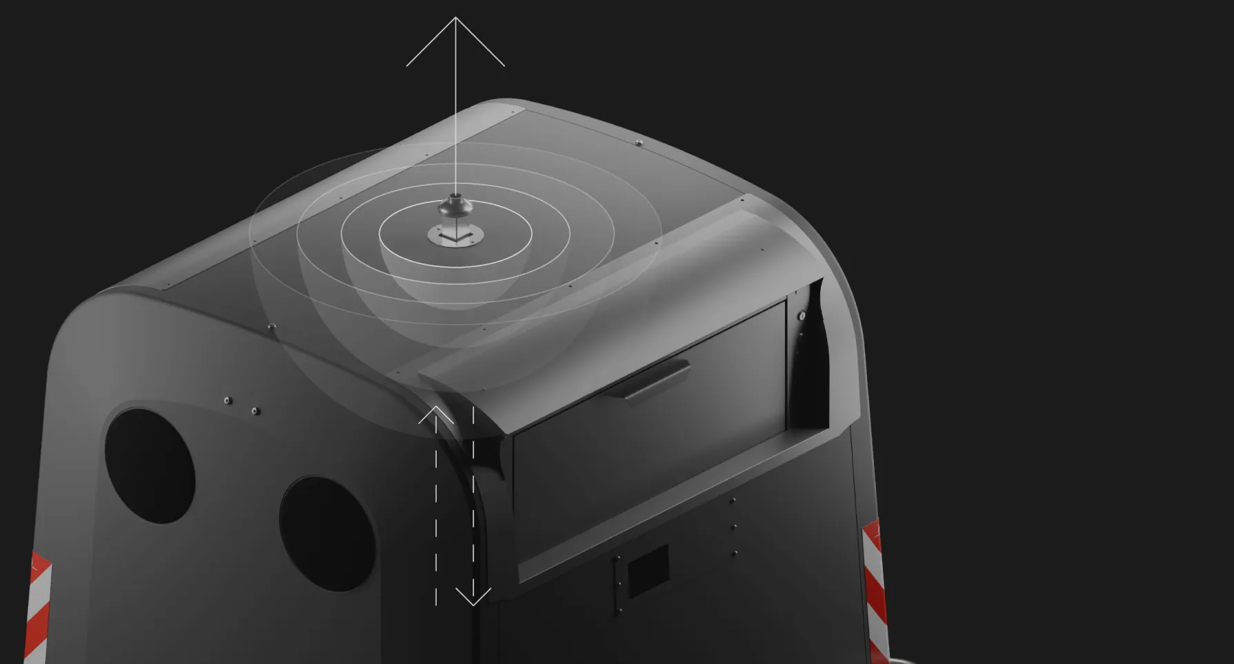 Container with a fill-level sensor and its signal