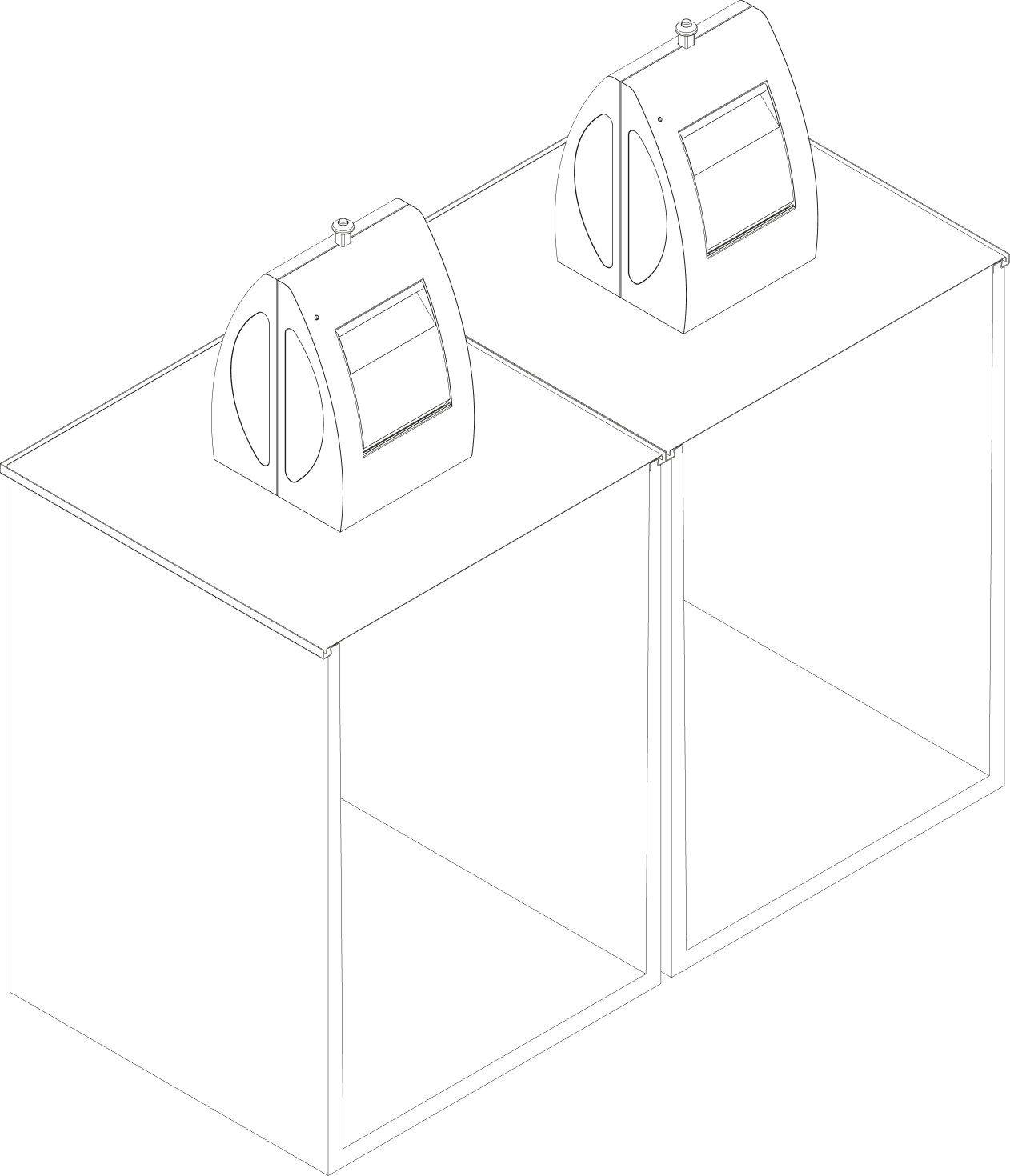 Technical drawing of an underground container and its tank