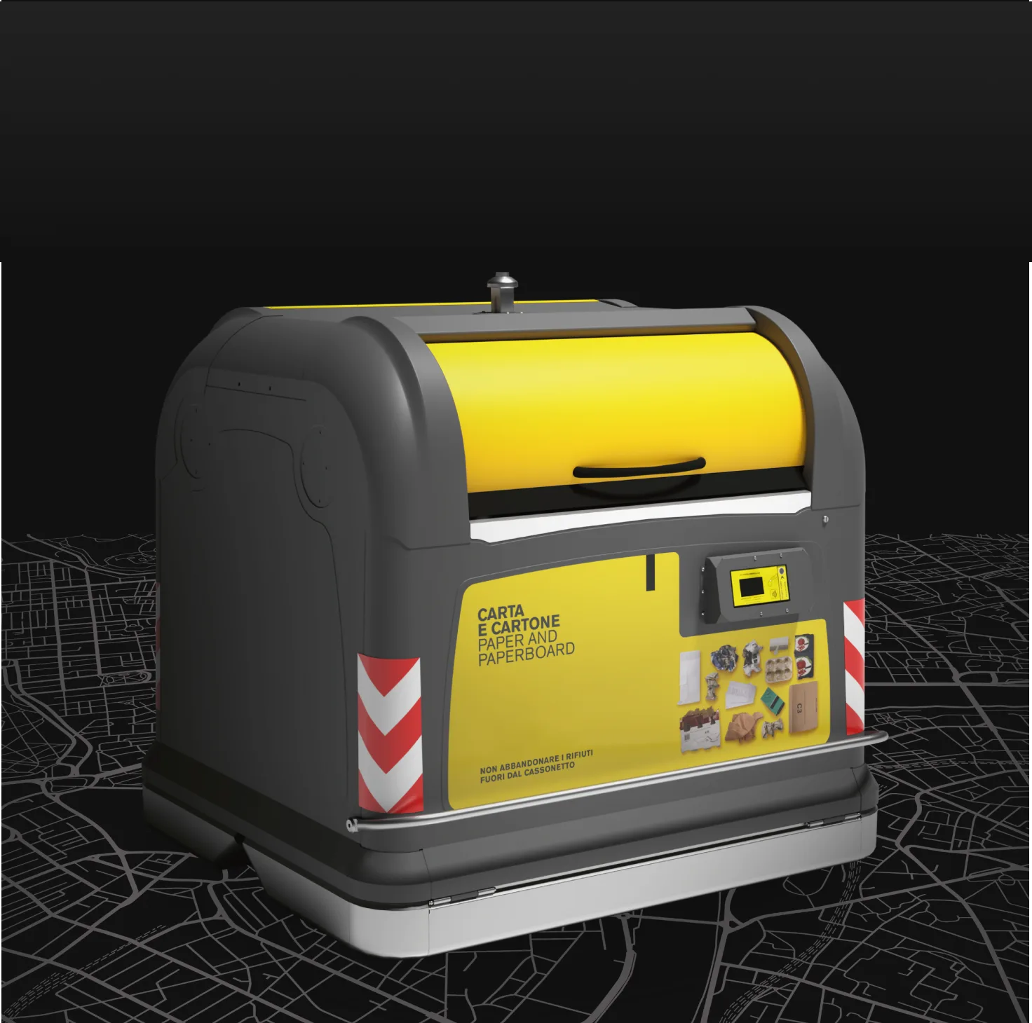 Genius 5.0 smart container over a city map