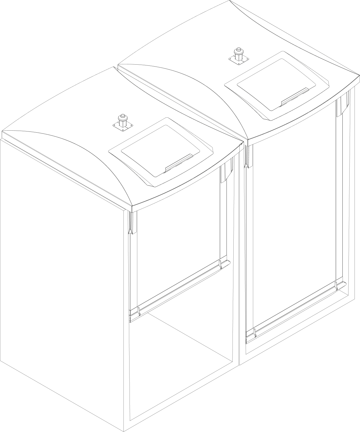 Technical drawing of a Semi Underground container and its tank