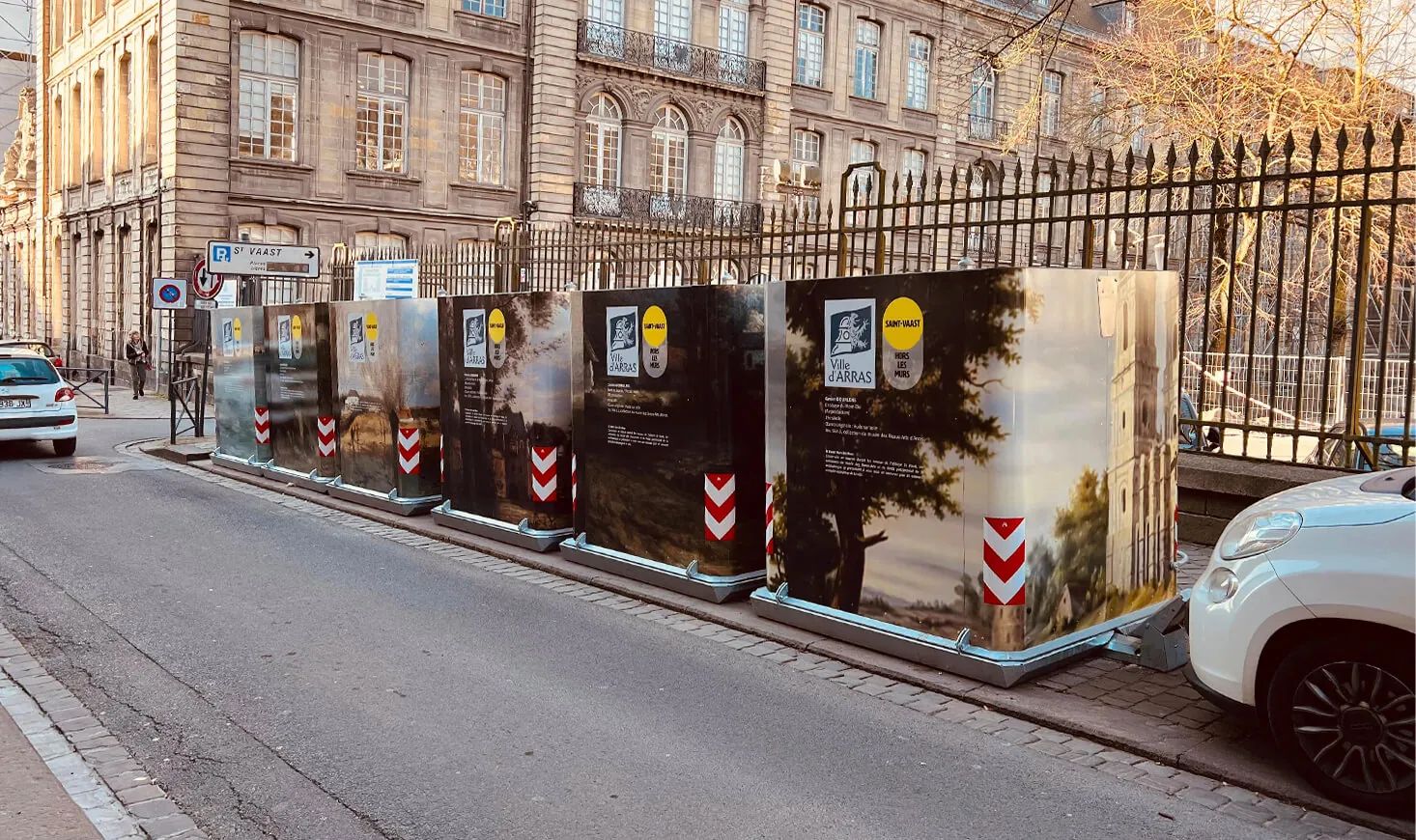 Cube containers along a street in Arras, France
