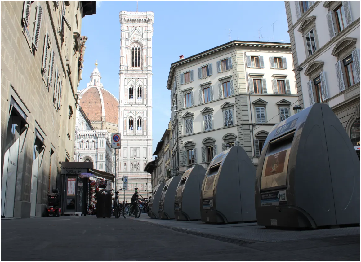 Nord Engineering containers in a street of Florence